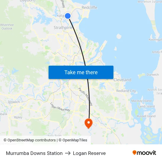Murrumba Downs Station to Logan Reserve map