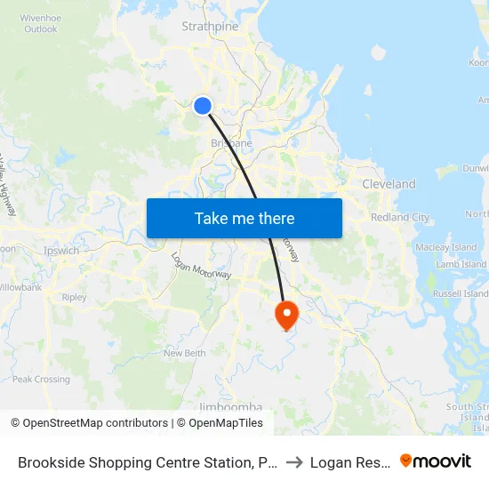 Brookside Shopping Centre Station, Platform A to Logan Reserve map