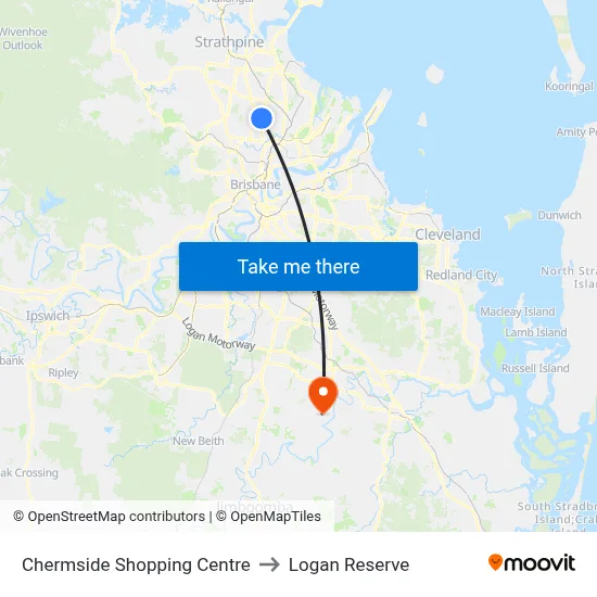 Chermside Shopping Centre to Logan Reserve map