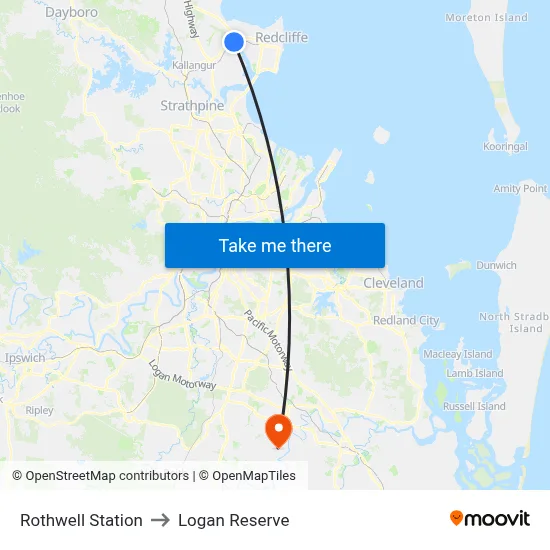 Rothwell Station to Logan Reserve map