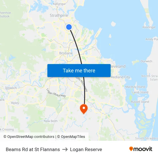Beams Rd at St Flannans to Logan Reserve map