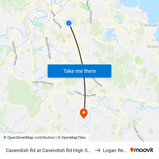 Cavendish Rd at Cavendish Rd High School, Stop 41 to Logan Reserve map