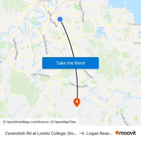 Cavendish Rd at Loreto College, Stop 35 to Logan Reserve map