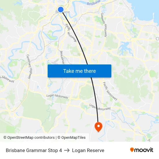 Brisbane Grammar Stop 4 to Logan Reserve map