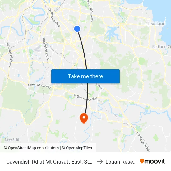 Cavendish Rd at Mt Gravatt East, Stop 60 to Logan Reserve map