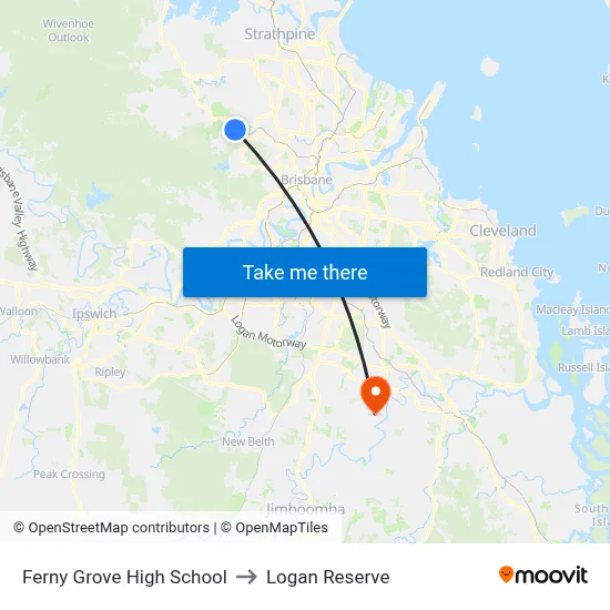Ferny Grove High School to Logan Reserve map