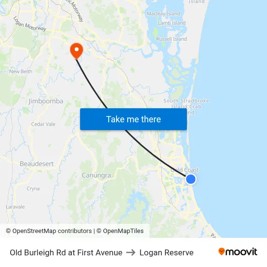 Old Burleigh Rd at First Avenue to Logan Reserve map