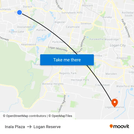 Inala Plaza to Logan Reserve map