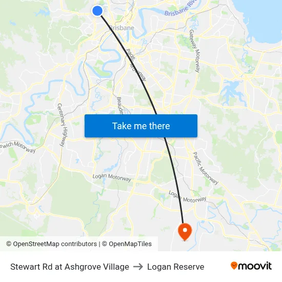 Stewart Rd at Ashgrove Village to Logan Reserve map