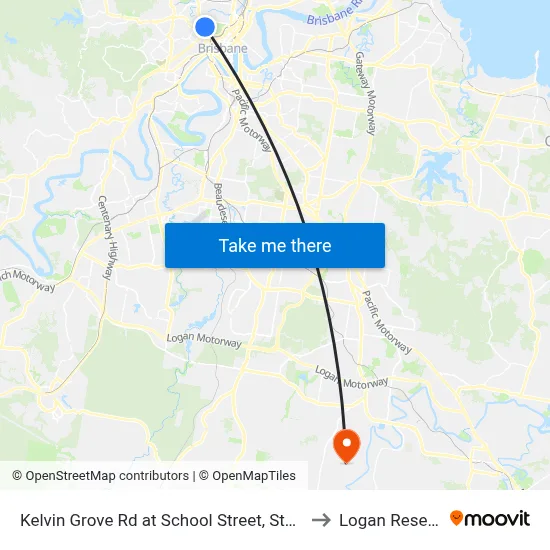 Kelvin Grove Rd at School Street, Stop 13 to Logan Reserve map