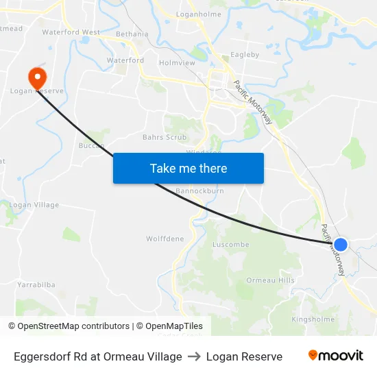 Eggersdorf Rd at Ormeau Village to Logan Reserve map