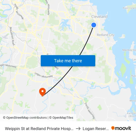 Weippin St at Redland Private Hospital to Logan Reserve map