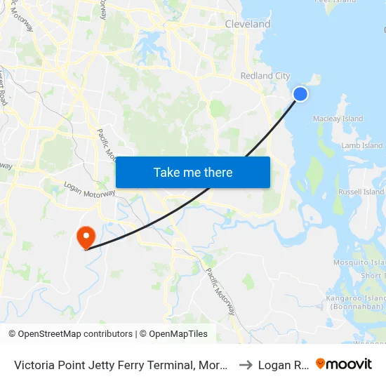 Victoria Point Jetty Ferry Terminal, Moreton Bay (Redland City) to Logan Reserve map