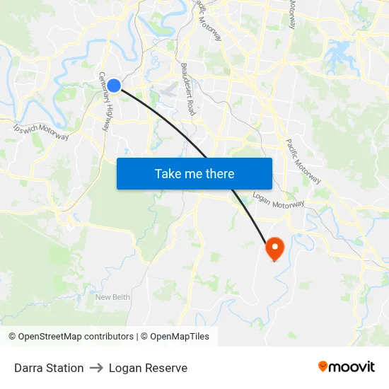 Darra Station to Logan Reserve map