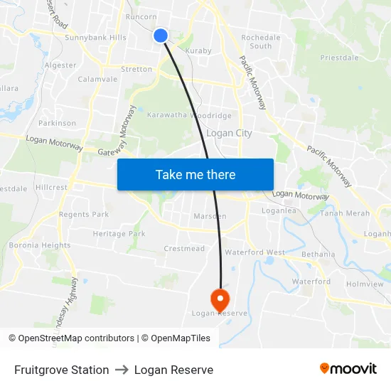 Fruitgrove Station to Logan Reserve map