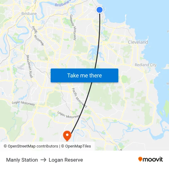 Manly Station to Logan Reserve map