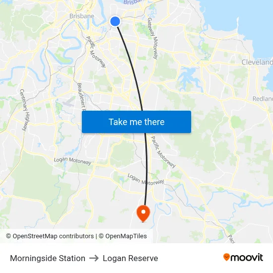 Morningside Station to Logan Reserve map