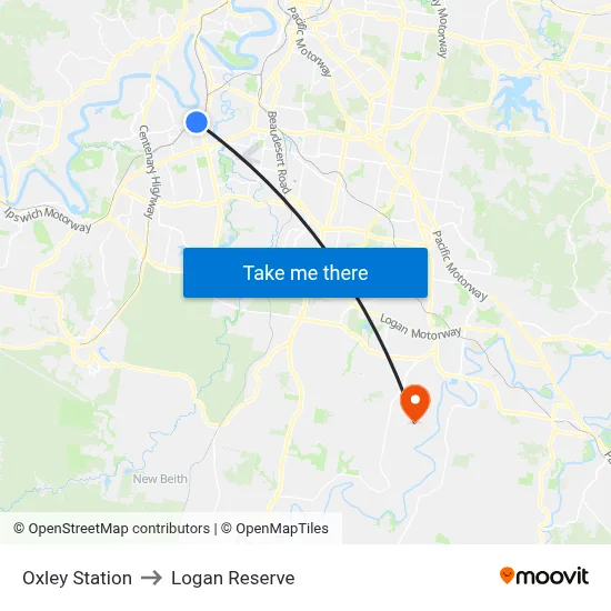 Oxley Station to Logan Reserve map