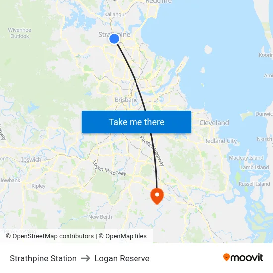 Strathpine Station to Logan Reserve map
