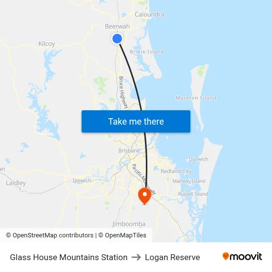 Glass House Mountains Station to Logan Reserve map