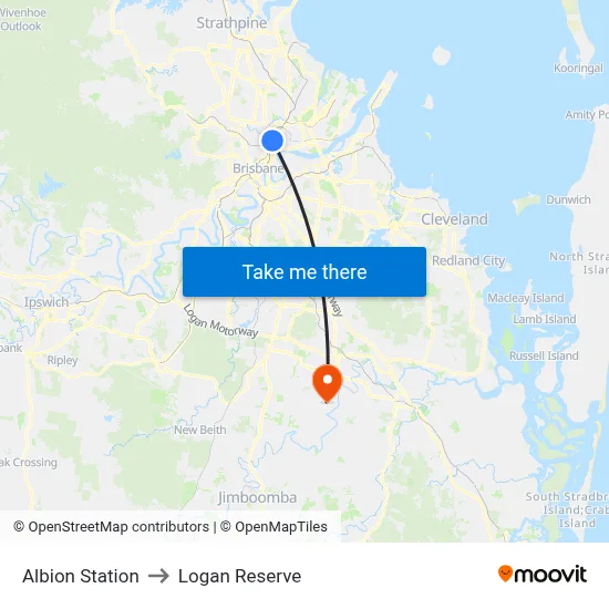 Albion Station to Logan Reserve map