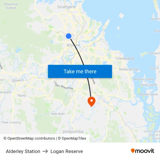 Alderley Station to Logan Reserve map