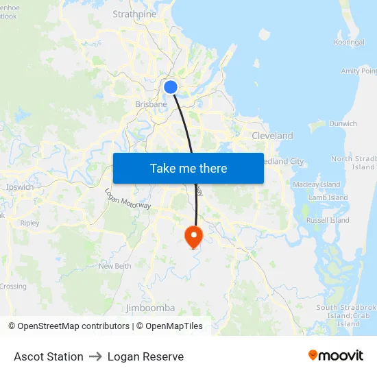 Ascot Station to Logan Reserve map