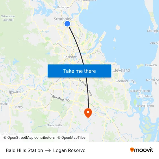 Bald Hills Station to Logan Reserve map