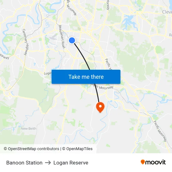 Banoon Station to Logan Reserve map