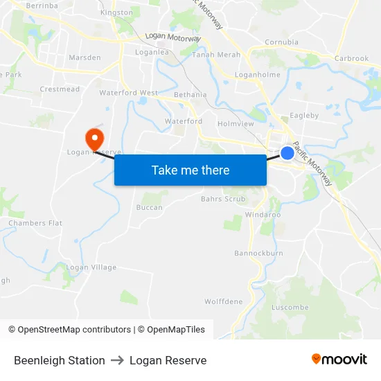 Beenleigh Station to Logan Reserve map