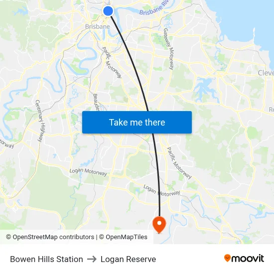 Bowen Hills Station to Logan Reserve map