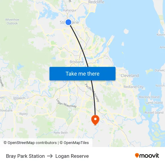 Bray Park Station to Logan Reserve map