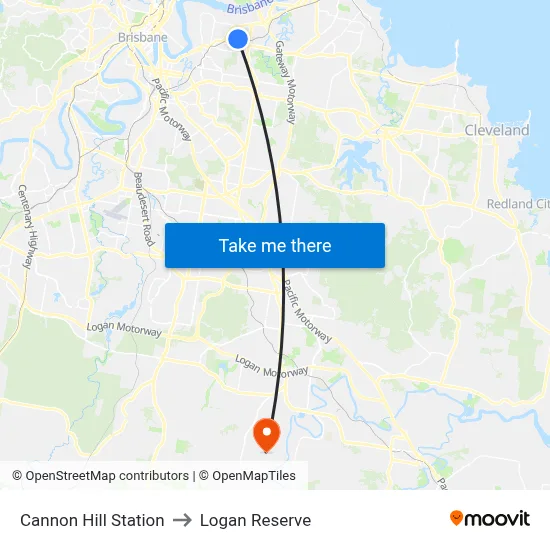 Cannon Hill Station to Logan Reserve map