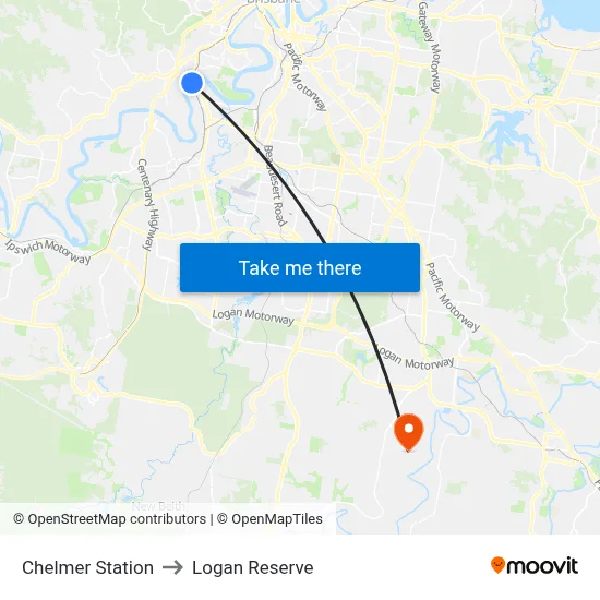 Chelmer Station to Logan Reserve map