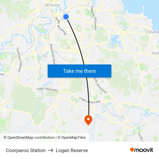 Coorparoo Station to Logan Reserve map