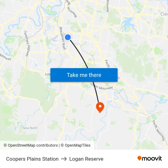 Coopers Plains Station to Logan Reserve map