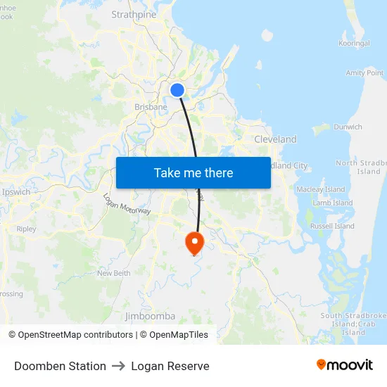 Doomben Station to Logan Reserve map