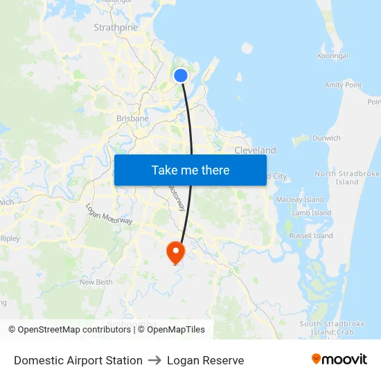 Domestic Airport Station to Logan Reserve map