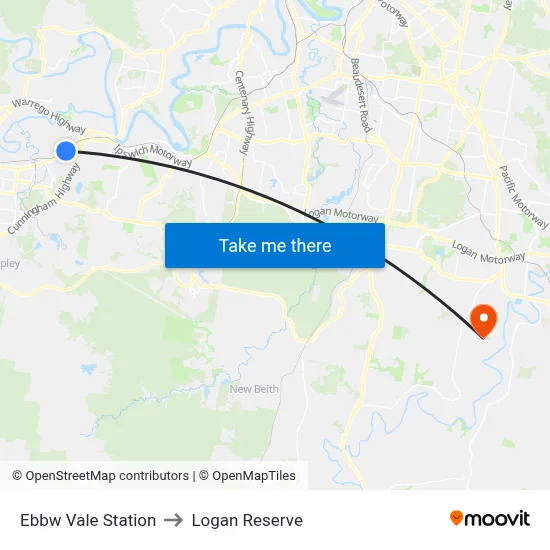 Ebbw Vale Station to Logan Reserve map
