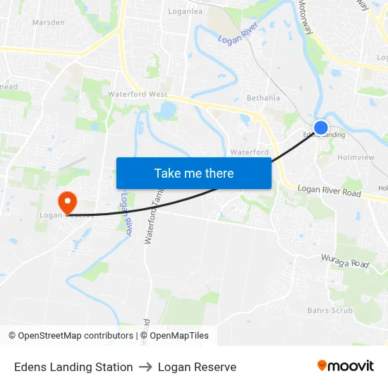Edens Landing Station to Logan Reserve map
