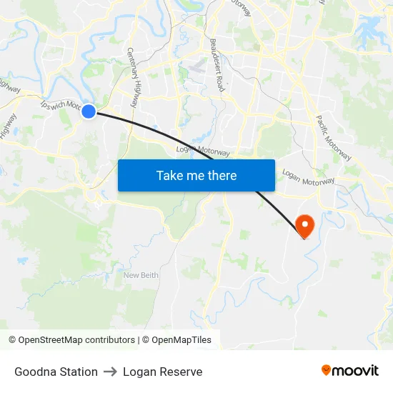 Goodna Station to Logan Reserve map