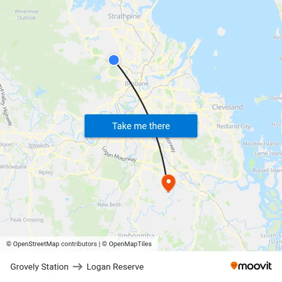 Grovely Station to Logan Reserve map