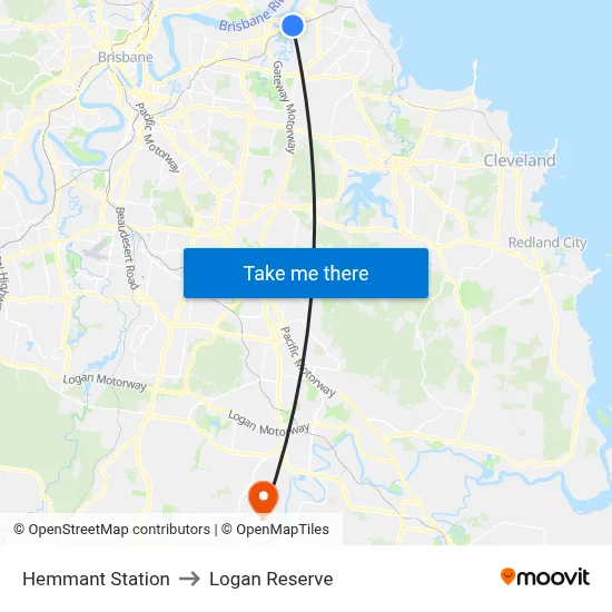 Hemmant Station to Logan Reserve map