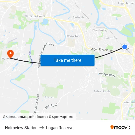 Holmview Station to Logan Reserve map
