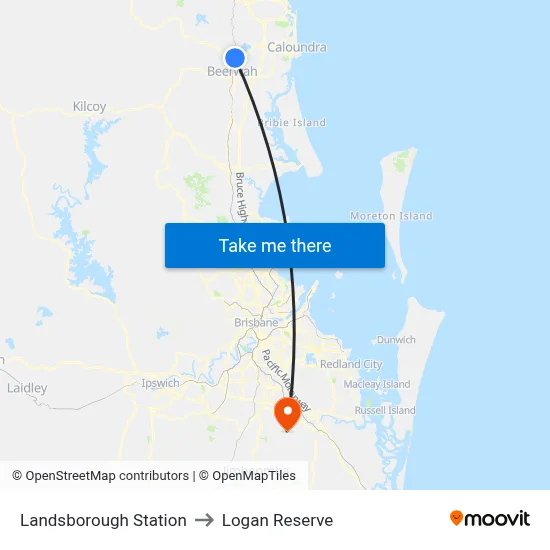Landsborough Station to Logan Reserve map