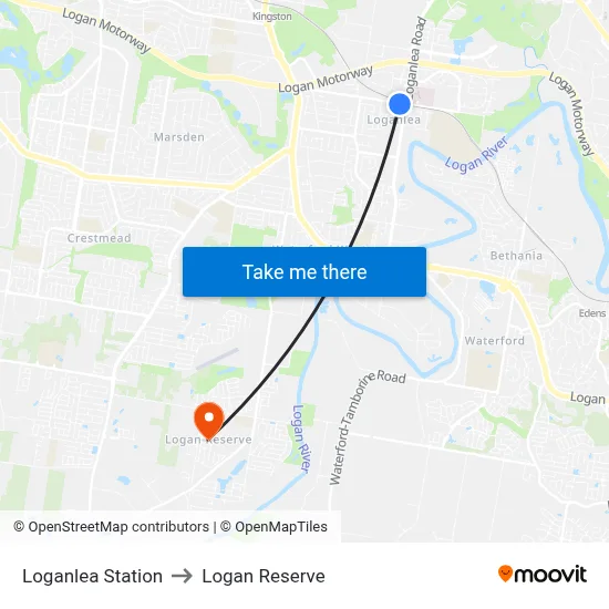 Loganlea Station to Logan Reserve map