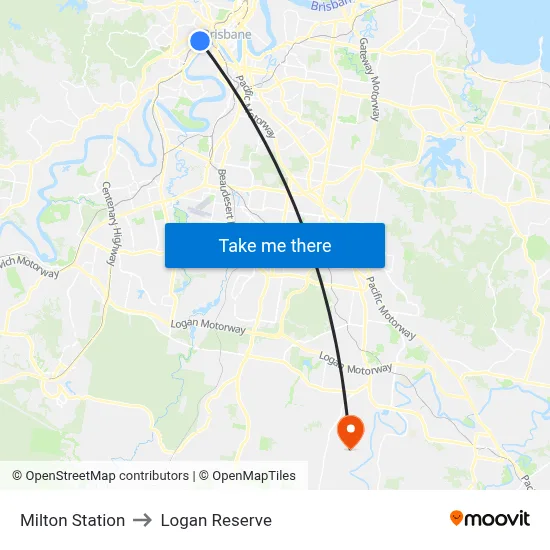 Milton Station to Logan Reserve map
