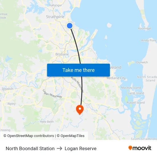 North Boondall Station to Logan Reserve map