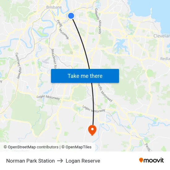 Norman Park Station to Logan Reserve map
