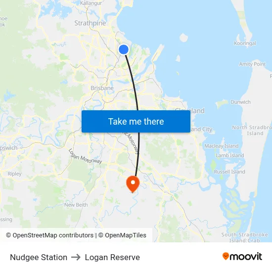 Nudgee Station to Logan Reserve map
